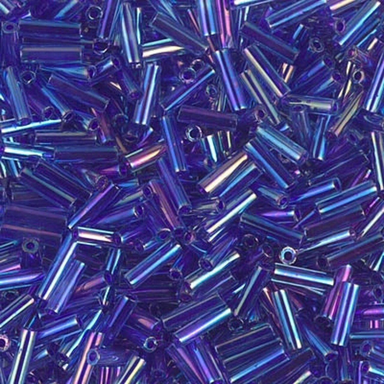 Miyuki 6mm Bugle Beads, Cobalt Lined Sapphire AB, BGL2-0353, 17 grams